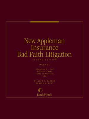 cover image of New Appleman Insurance Bad Faith Litigation